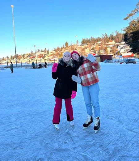 student ice skating in Norway