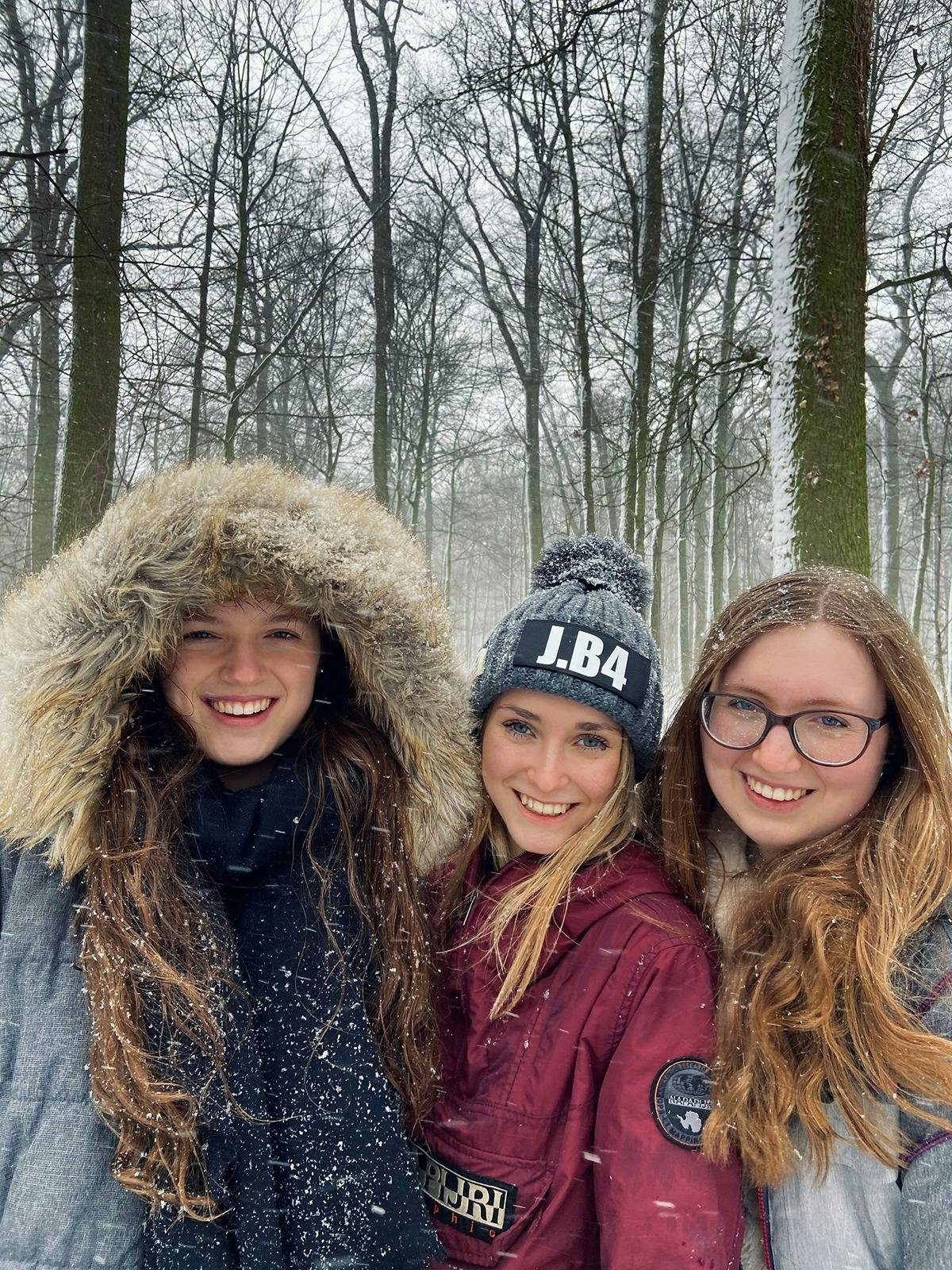 students enjoying winter time in Germany