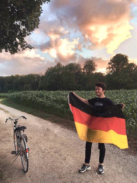 boy holding a German flag